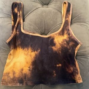 Medium, Black & Brown Tie Dye, Cropped Tank Top